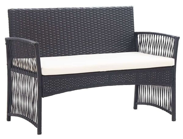 Polyrattan Kerti Bútor Szett - 4 részes - Fekete