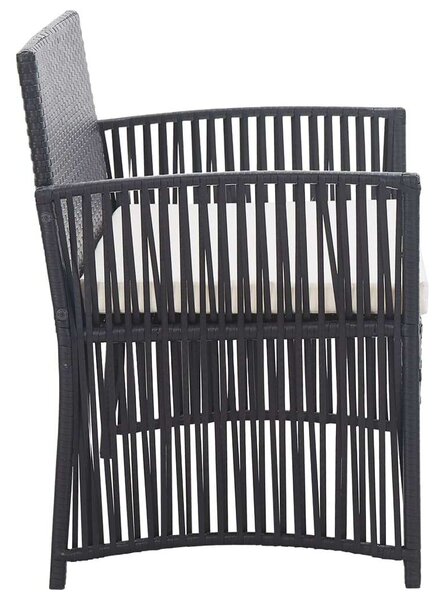 Polyrattan Kerti Bútor Szett - 4 részes - Fekete