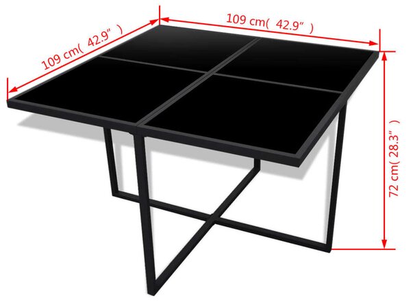 VidaXL 9-részes fekete polyrattan kültéri étkezőszett párnákkal