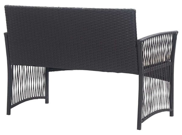 Polyrattan Kerti Bútor Szett - 4 részes - Fekete