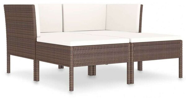 VidaXL 4 részes barna polyrattan kerti szett