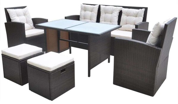 VidaXL Polyrattan Étkezőgarnitúra - 6 részes - Barna