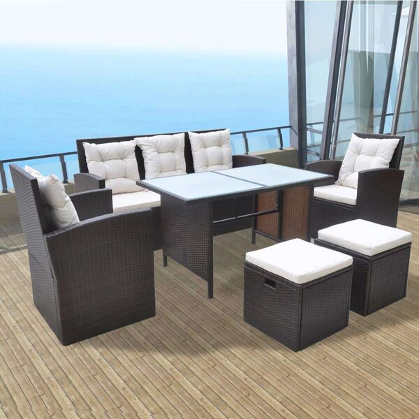 VidaXL Polyrattan Étkezőgarnitúra - 6 részes - Barna