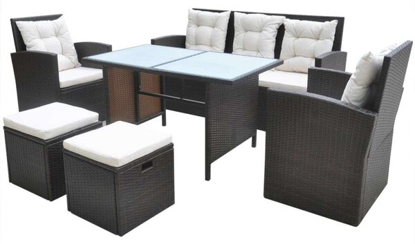 VidaXL Polyrattan Étkezőgarnitúra - 6 részes - Barna