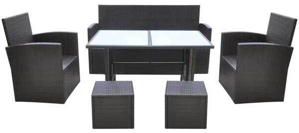 VidaXL Polyrattan Étkezőgarnitúra - 6 részes - Barna