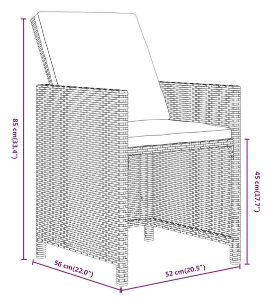 VidaXL Polyrattan Kerti Étkezőgarnitúra - 15 Fős - Fekete