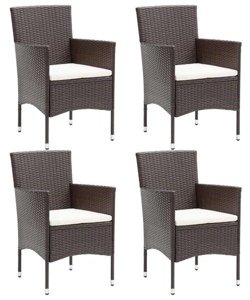 VidaXL - 5 részes Kerti Étkezőgarnitúra - Polyrattan - Barna