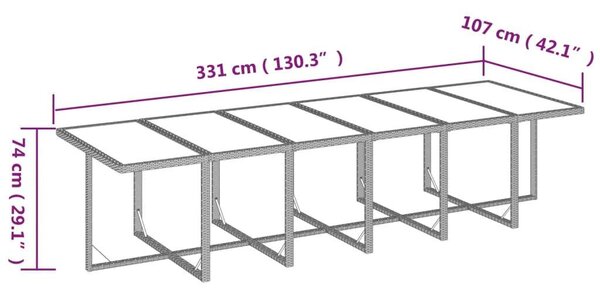 VidaXL 17 részes szürke polyrattan kerti étkezőgarnitúra párnákkal