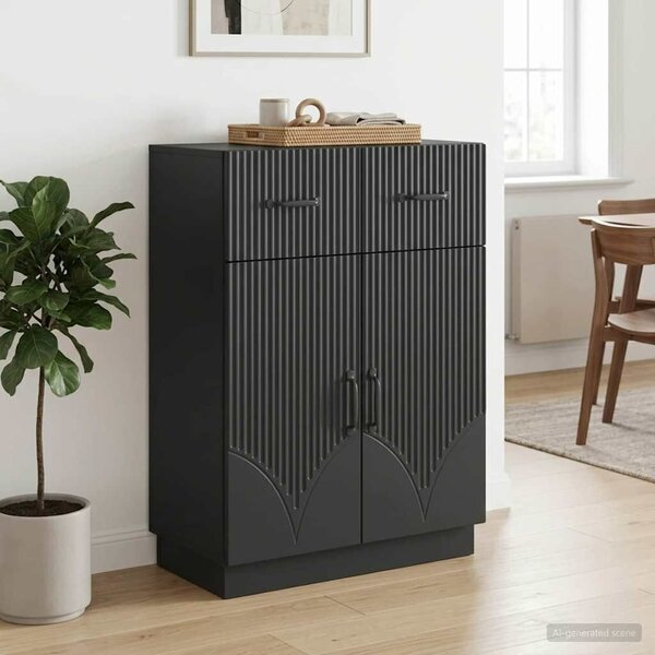 VidaXL Széf fiókkal Fekete 66 x 34,5 x 87 cm Szerelt Fa