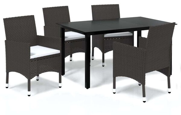 VidaXL - 5 részes Kerti Étkezőgarnitúra - Polyrattan - Barna