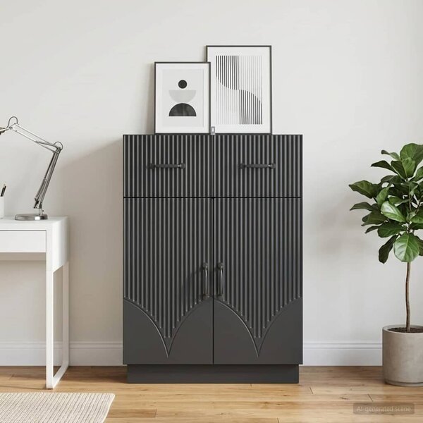 VidaXL Széf fiókkal Fekete 66 x 34,5 x 87 cm Szerelt Fa