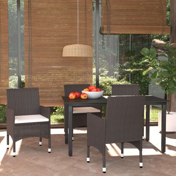 VidaXL - 5 részes Kerti Étkezőgarnitúra - Polyrattan - Barna