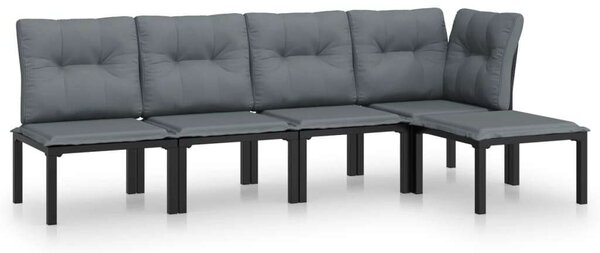 VidaXL 5 részes Polyrattan Kerti Ülőgarnitúra - Fekete-Szürke