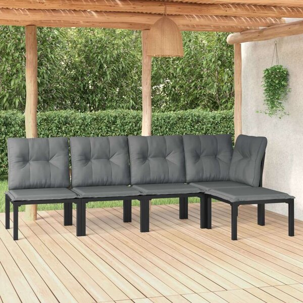 VidaXL 5 részes Polyrattan Kerti Ülőgarnitúra - Fekete-Szürke