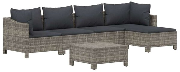 VidaXL 6 részes szürke polyrattan kerti ülőgarnitúra párnákkal