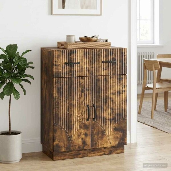 VidaXL Széf fiókkal Füstös Tölgy 66 x 34,5 x 87 cm Szerelt Fa