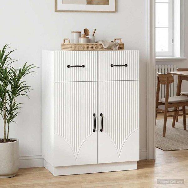 VidaXL Széf fiókkal Magasfényű Fehér 66 x 34,5 x 87 cm Szerelt Fa