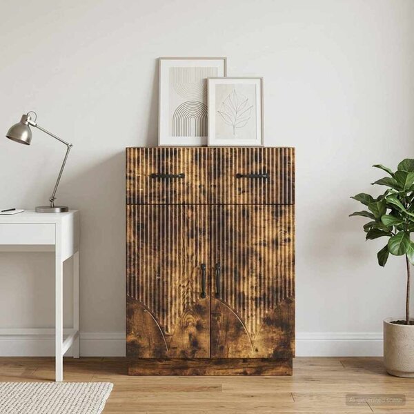 VidaXL Széf fiókkal Füstös Tölgy 66 x 34,5 x 87 cm Szerelt Fa