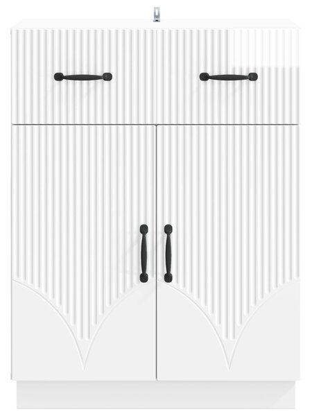 VidaXL Széf fiókkal Magasfényű Fehér 66 x 34,5 x 87 cm Szerelt Fa