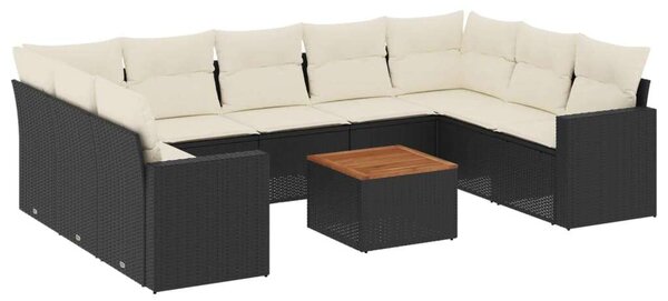 VidaXL Polyrattan Kerti Ülőgarnitúra - 10 részes - Fekete