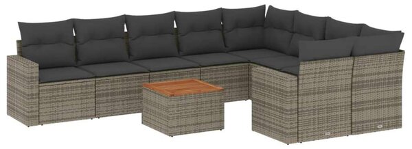 VidaXL Polyrattan Kerti Ülőgarnitúra - 10 részes - Szürke
