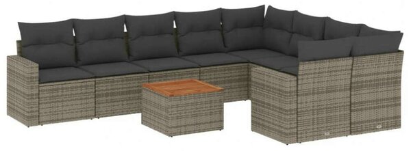 VidaXL Polyrattan Kerti Ülőgarnitúra - 10 részes - Szürke