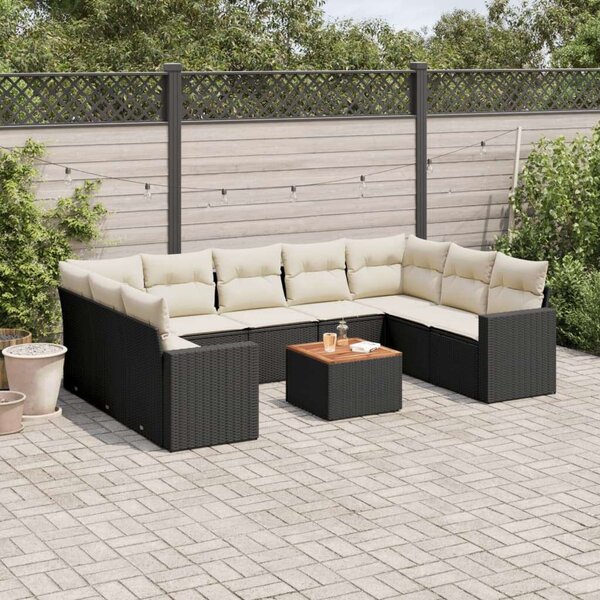 VidaXL Polyrattan Kerti Ülőgarnitúra - 10 részes - Fekete