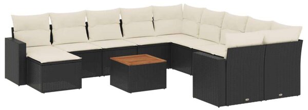 VidaXL Polyrattan Kerti Ülőgarnitúra - 12 részes - Fekete