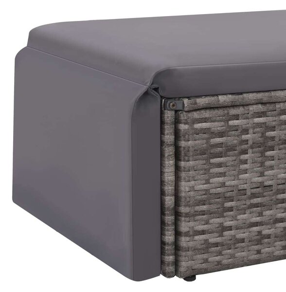2-részes szürke polyrattan kerti bútorszett párnákkal