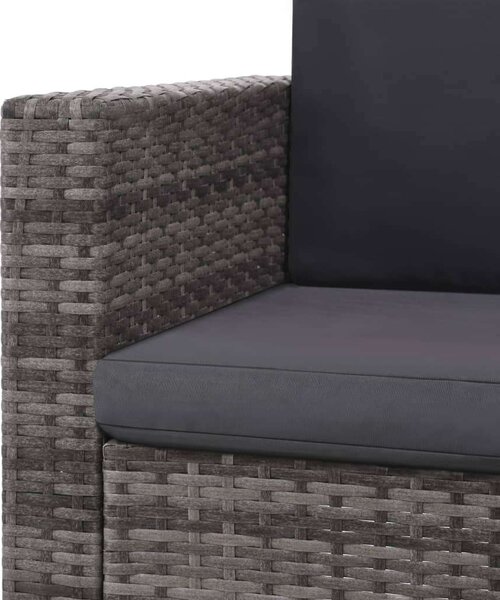 2-részes szürke polyrattan kerti bútorszett párnákkal