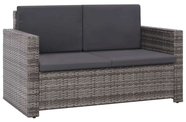 2-részes szürke polyrattan kerti bútorszett párnákkal