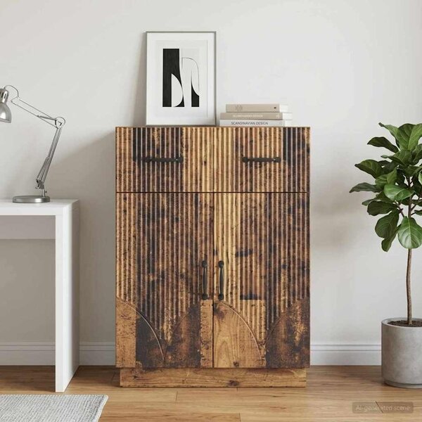 VidaXL Széf fiókkal Antik Fa 66 x 34,5 x 87 cm Szerelt Fa