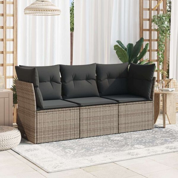 VidaXL Polyrattan Kerti Ülőgarnitúra - 3 részes - Szürke