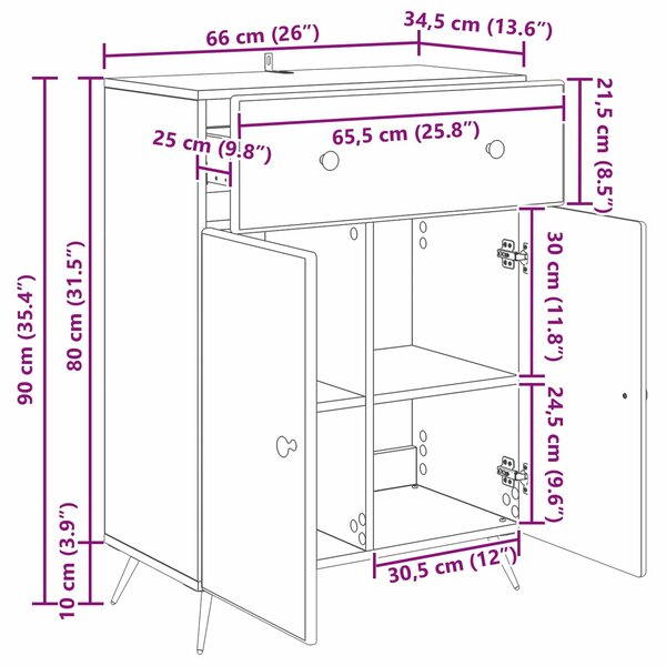 VidaXL Széf Fehér 66 x 34,5 x 90 cm Szerelt Fa
