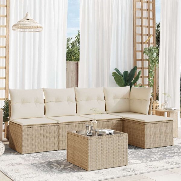 VidaXL Polyrattan Kerti Ülőgarnitúra - 6 részes - Bézs