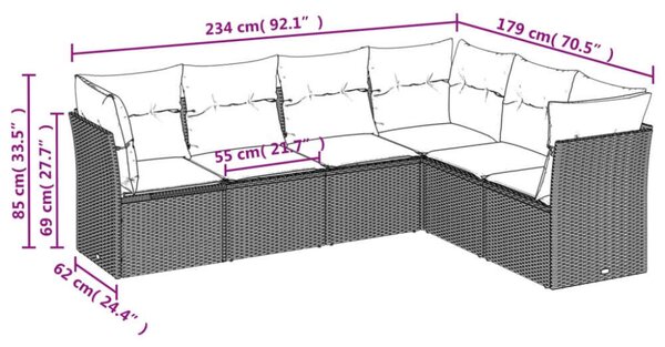 Polyrattan Kerti Ülőgarnitúra - 6 részes - Bézs