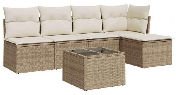 VidaXL Polyrattan Kerti Ülőgarnitúra - 6 részes - Bézs