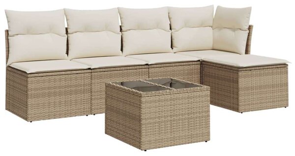VidaXL Polyrattan Kerti Ülőgarnitúra - 6 részes - Bézs
