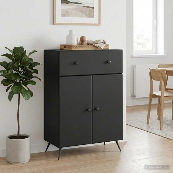 VidaXL Széf Fekete 66 x 34,5 x 90 cm Szerelt Fa