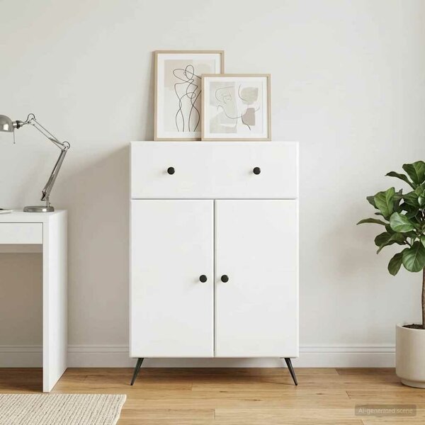 VidaXL Széf Magasfényű Fehér 66 x 34,5 x 90 cm Szerelt Fa
