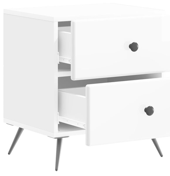 VidaXL Éjjeliszekrény 2 pcs Magasfényű Fehér 43 x 34,5 x 47,5 cm