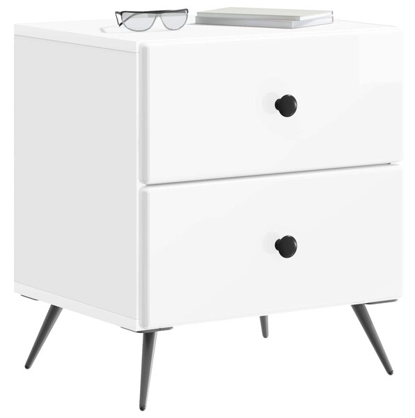VidaXL Éjjeliszekrény 2 pcs Magasfényű Fehér 43 x 34,5 x 47,5 cm