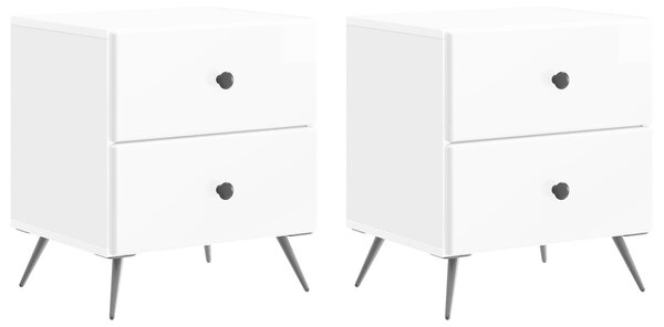 VidaXL Éjjeliszekrény 2 pcs Magasfényű Fehér 43 x 34,5 x 47,5 cm