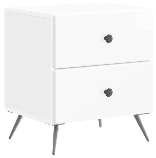 VidaXL Éjjeliszekrény 2 pcs Magasfényű Fehér 43 x 34,5 x 47,5 cm