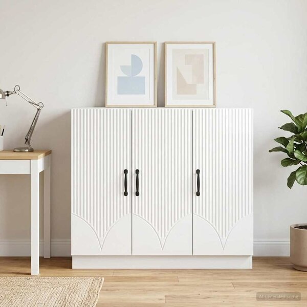 VidaXL Széf Magasfényű Fehér 89 x 34,5 x 77 cm Szerelt Fa