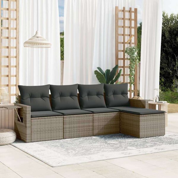 VidaXL Polyrattan Kerti Ülőgarnitúra - 5 részes - Szürke