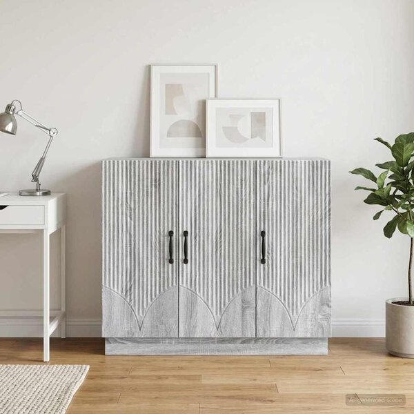 VidaXL Széf Szürke Sonoma 89 x 34,5 x 77 cm Szerelt Fa