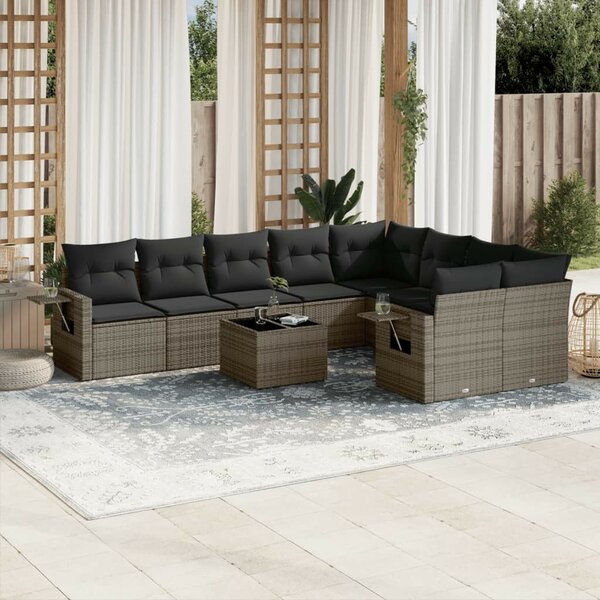 VidaXL Polyrattan Kerti Ülőgarnitúra - 10 részes - Szürke