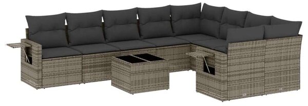 VidaXL Polyrattan Kerti Ülőgarnitúra - 10 részes - Szürke