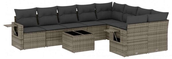 VidaXL Polyrattan Kerti Ülőgarnitúra - 10 részes - Szürke